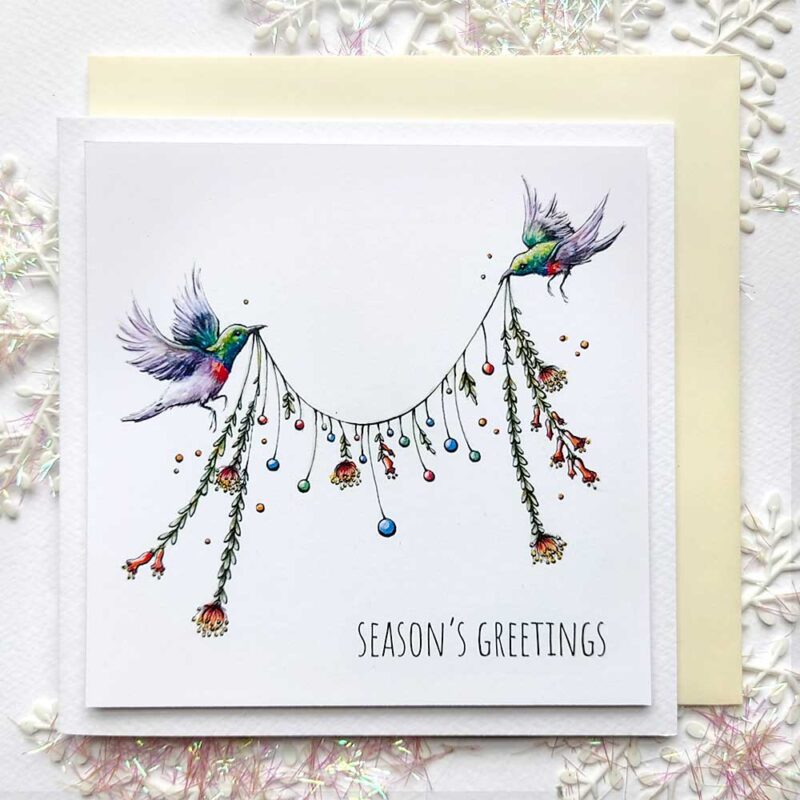 Sunbirds and Proteas | Christmas Card (Inclusive Text Options)